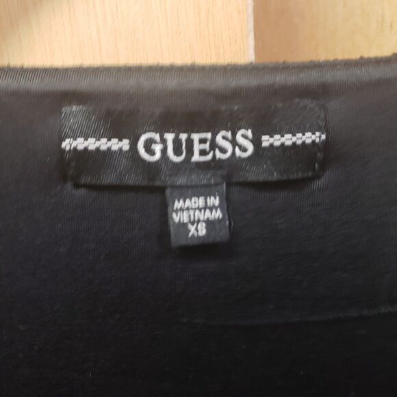 GUESS Cardi Metallic Puff Sleeve Dress Color-Black Size XS - Picture 7 of 9